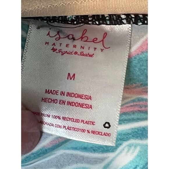 BOGOF Isabel Maternity 2pc Tankini Swimsuit Tropical Green Halter Black Bottom - Picture 13 of 15